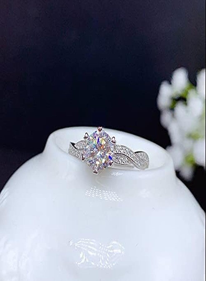 RKKOJJO Shiny Full Diamond Ring 1Carat Round Cut Cubic Zirconia Promise Wedding Ring for Women Silver Ring CZ Cocktail Ring Eternity 950 Platinum Simulate Moissanite Ring Adjustable Ring 019 - Image 4